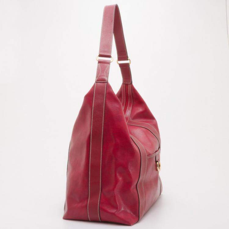 Pre Owned Lancel Red Leather Hobo