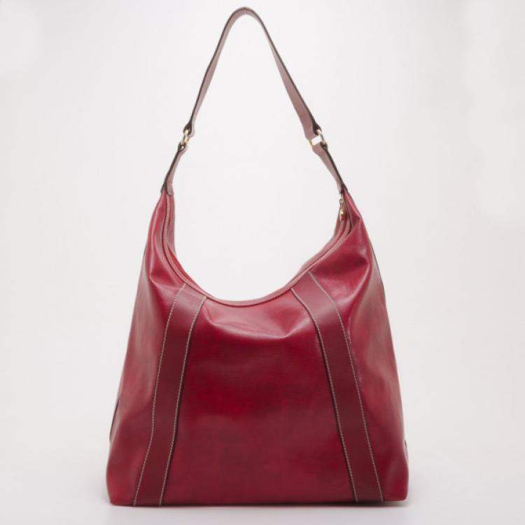 Pre Owned Lancel Red Leather Hobo