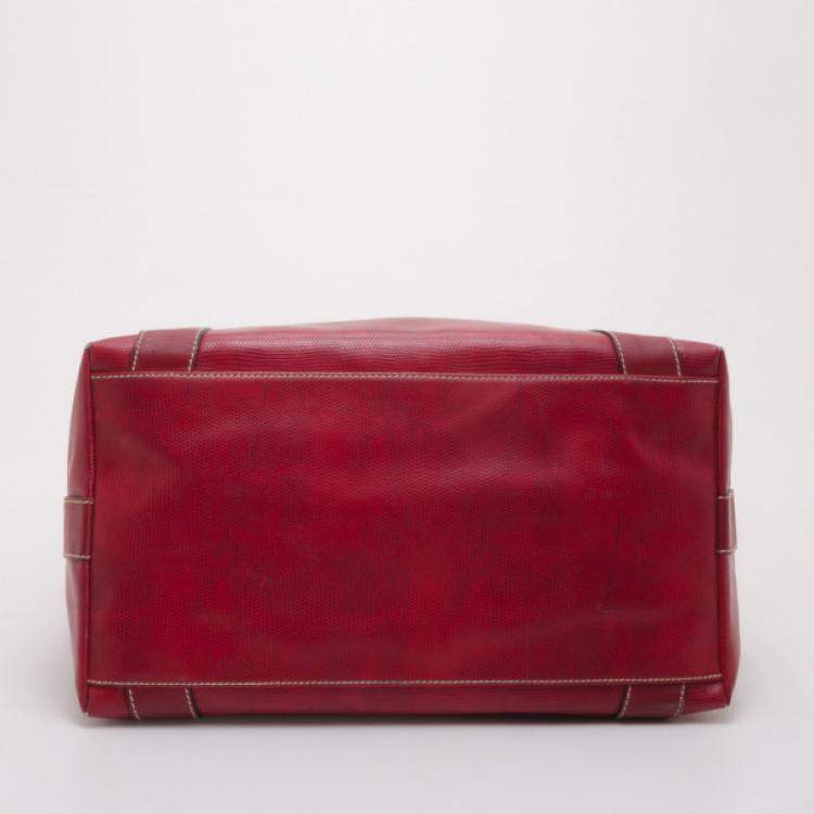 Pre Owned Lancel Red Leather Hobo