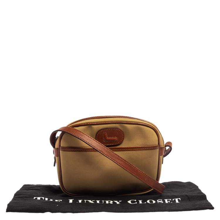 Pre Owned Lancel Beige/Brown Canvas And Leather Crossbody Bag
