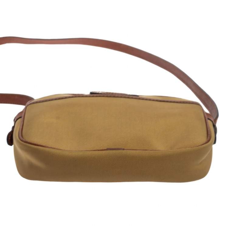 Pre Owned Lancel Beige/Brown Canvas And Leather Crossbody Bag