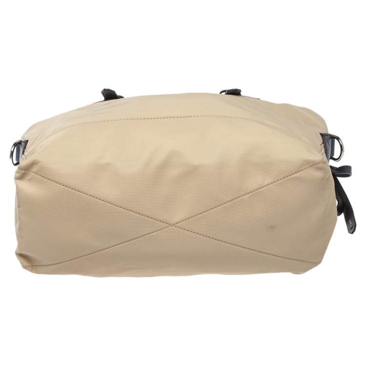 Pre Owned Lancel Beige/Black Nylon and Leather Basket Zip Tote