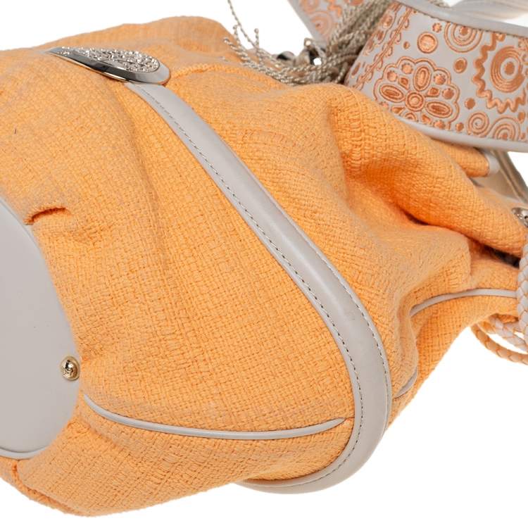Pre Owned Lancel Orange Fabric Le Brigitte Bardot Bucket Bag 