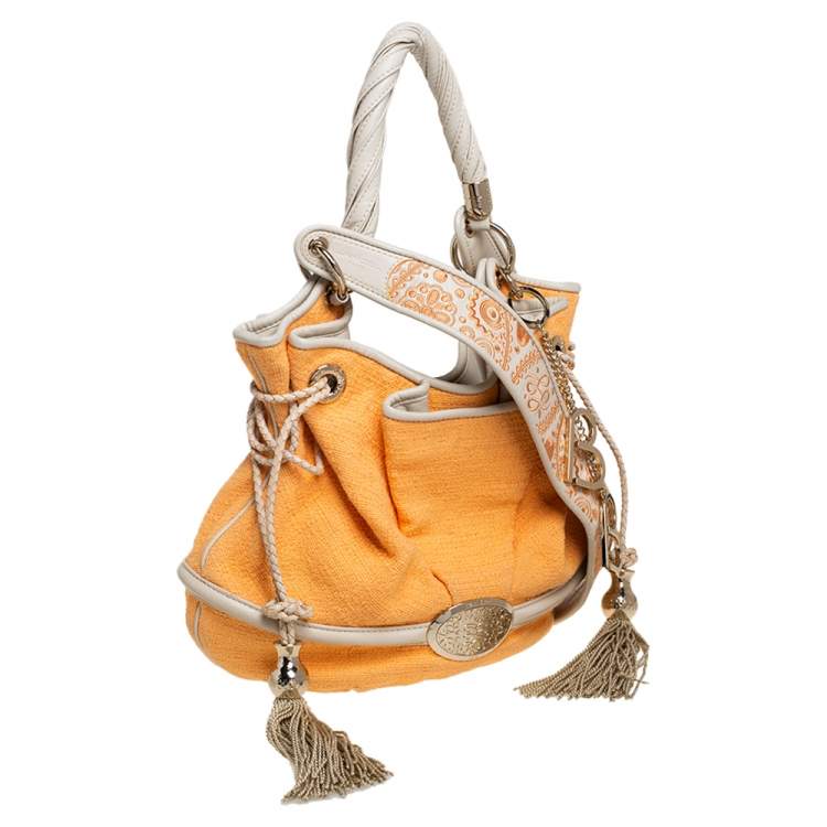 Pre Owned Lancel Orange Fabric Le Brigitte Bardot Bucket Bag 