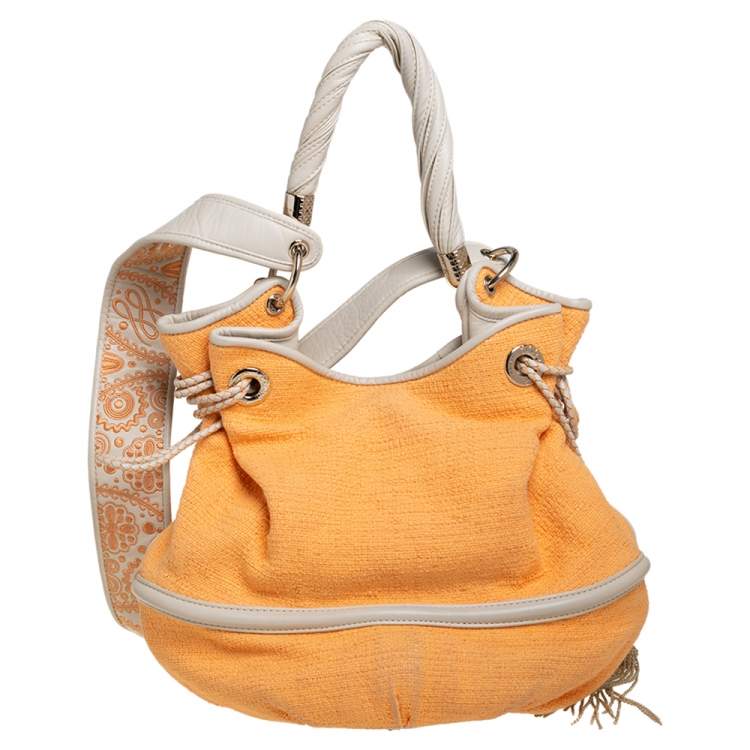 Pre Owned Lancel Orange Fabric Le Brigitte Bardot Bucket Bag 