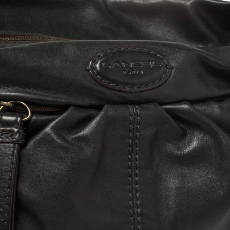 Pre Owned Lancel Black Leather Front Pocket Hobo