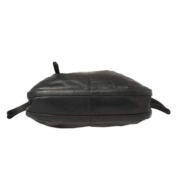 Pre Owned Lancel Black Leather Front Pocket Hobo
