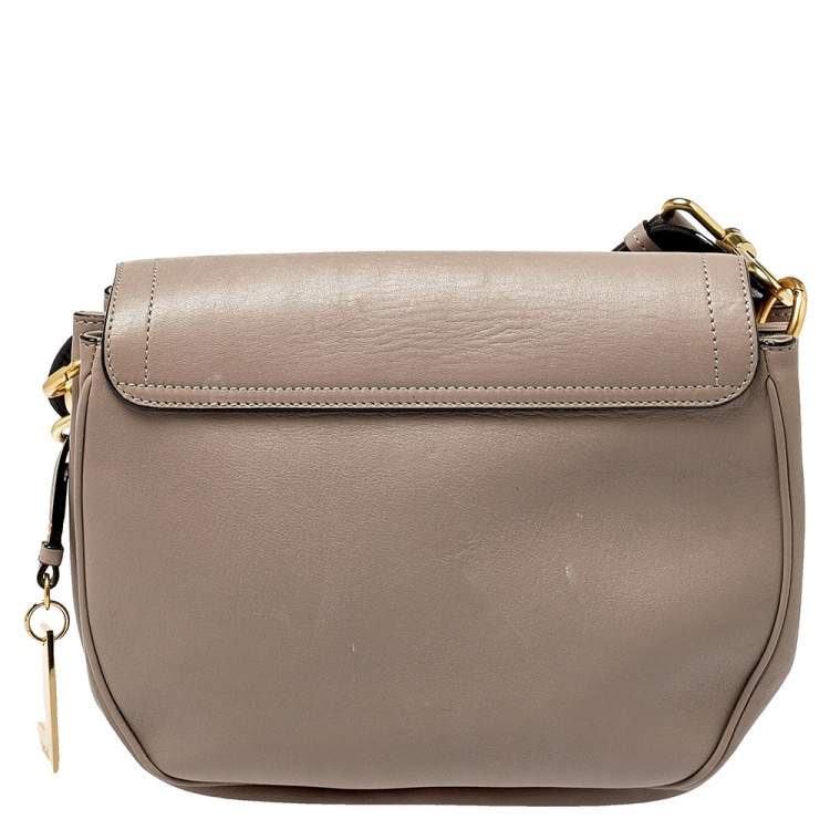 Pre Owned Lancel Mauve/Black Leather Bold Flap Crossbody Bag