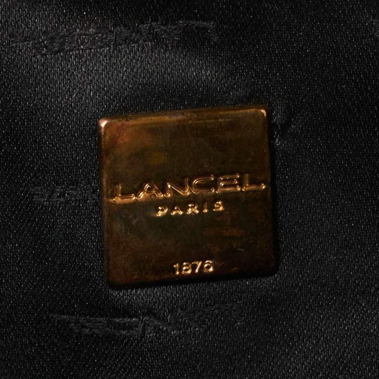 Pre Owned Lancel Beige/Black Python Printed Canvas and Leather Baguette