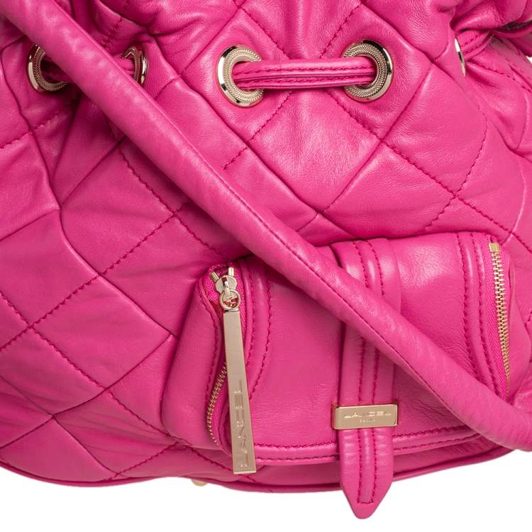 Pre Owned Lancel Pink Quilted Leather Limited Edition Premiere Flirt Bucket Bag