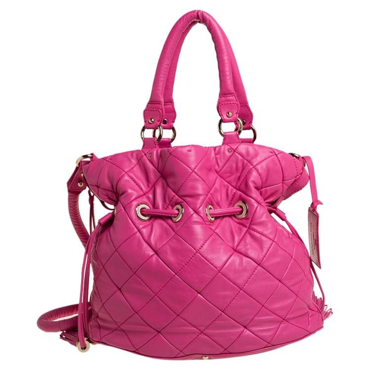 Pre Owned Lancel Pink Quilted Leather Limited Edition Premiere Flirt Bucket Bag