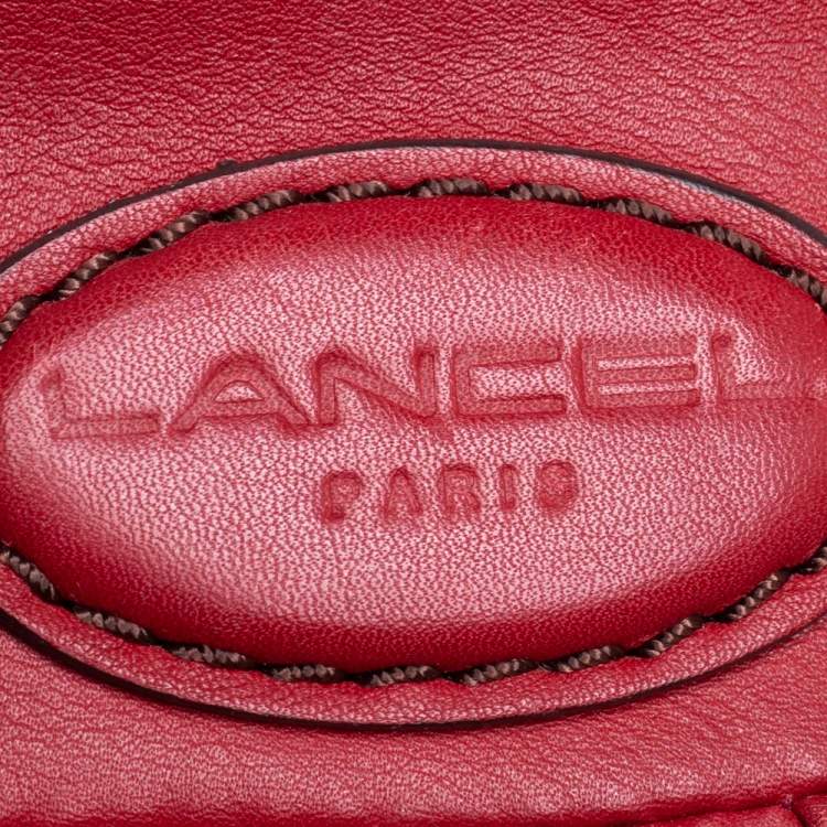Pre Owned Lancel Red Pleated Leather Shoulder Bag