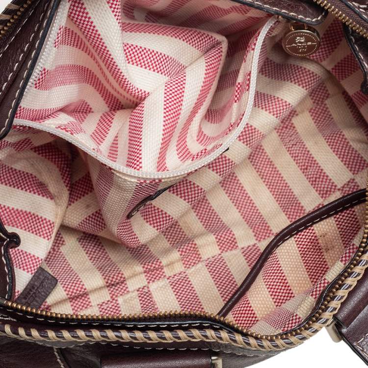 مملوكة مسبقًا Lancel Mocha Brown Whipstitch Leather Side Pocket Satchel