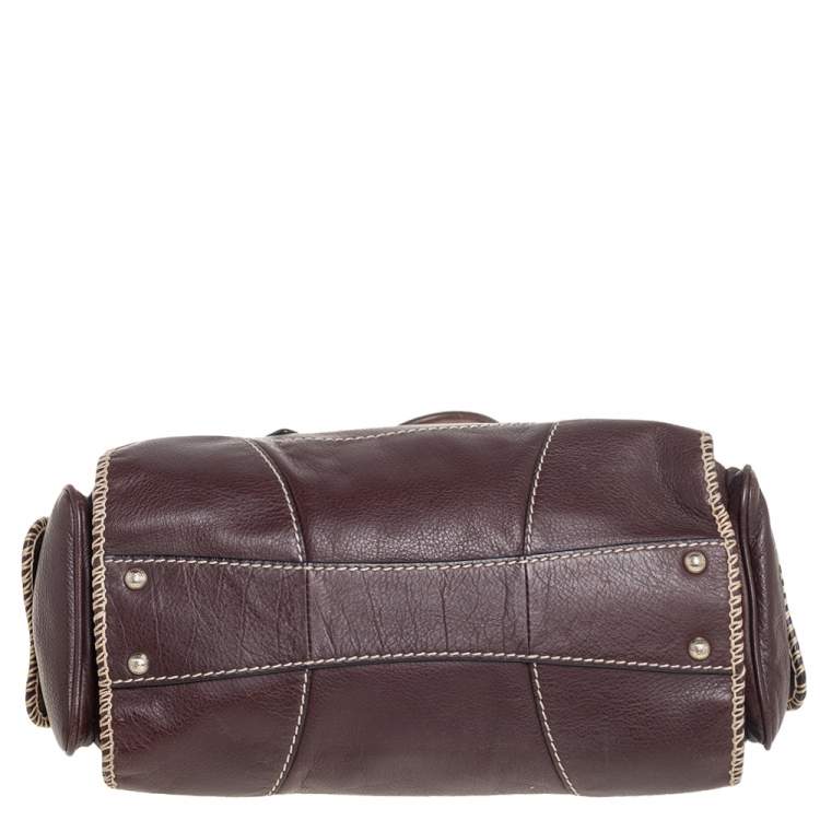 مملوكة مسبقًا Lancel Mocha Brown Whipstitch Leather Side Pocket Satchel