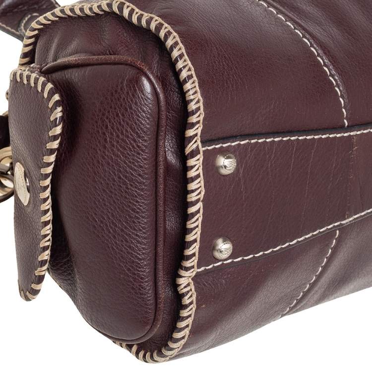 مملوكة مسبقًا Lancel Mocha Brown Whipstitch Leather Side Pocket Satchel