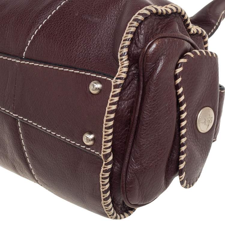 مملوكة مسبقًا Lancel Mocha Brown Whipstitch Leather Side Pocket Satchel
