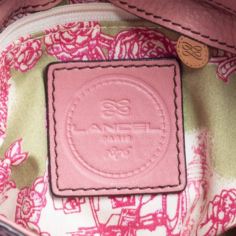 Pre Owned Lancel Pink Grained Leather Buckle Hobo