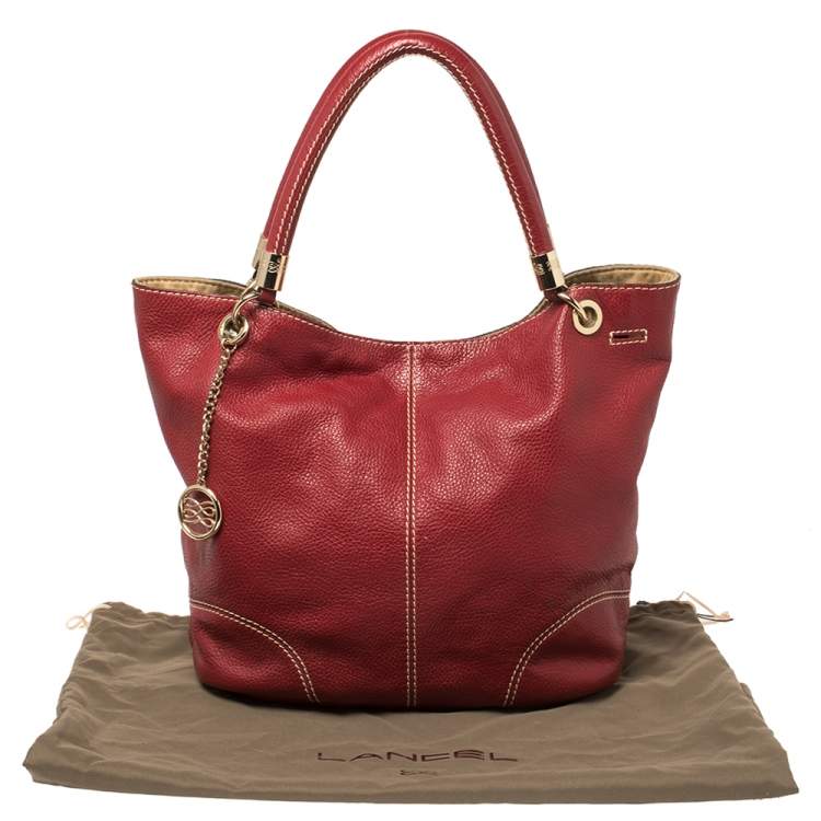 Pre Owned Lancel Red Leather French Flair Hobo
