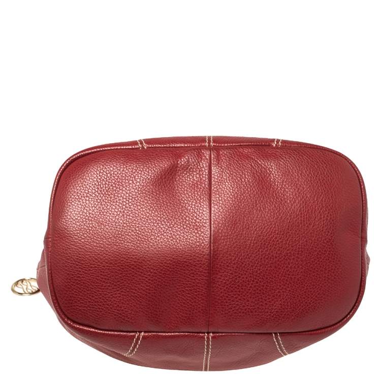 Pre Owned Lancel Red Leather French Flair Hobo