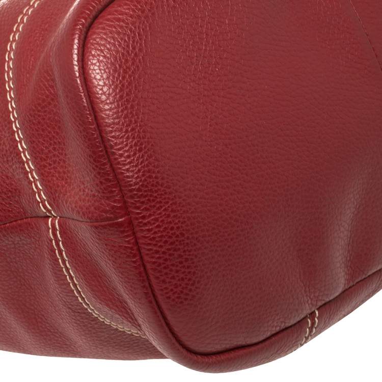 Pre Owned Lancel Red Leather French Flair Hobo