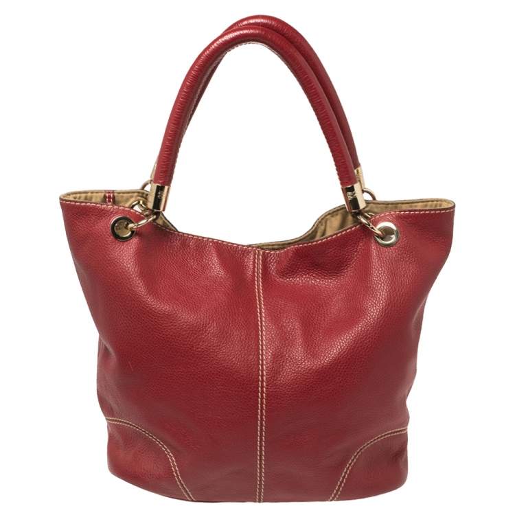 Pre Owned Lancel Red Leather French Flair Hobo