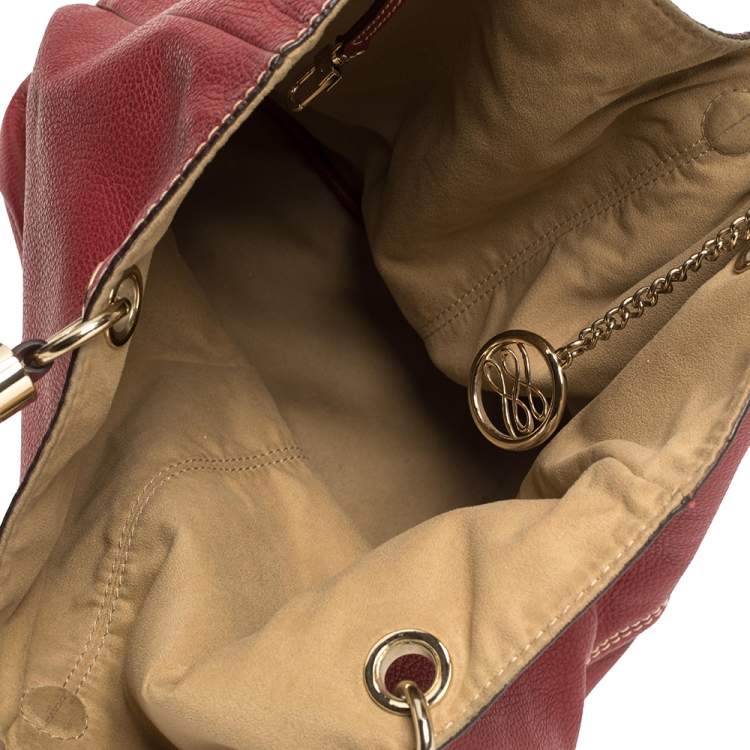 Pre Owned Lancel Red Leather French Flair Hobo