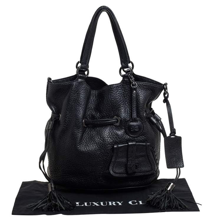 Pre Owned Lancel Black Pebbled Leather Premiere Flirt Bucket Bag