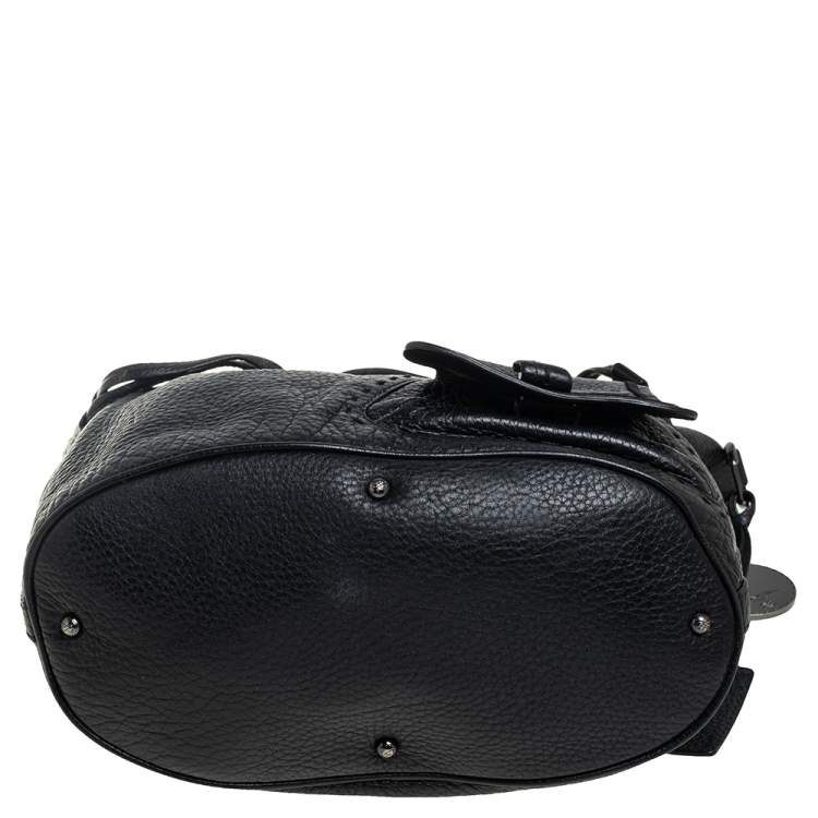 Pre Owned Lancel Black Pebbled Leather Premiere Flirt Bucket Bag