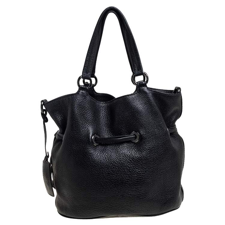 Pre Owned Lancel Black Pebbled Leather Premiere Flirt Bucket Bag