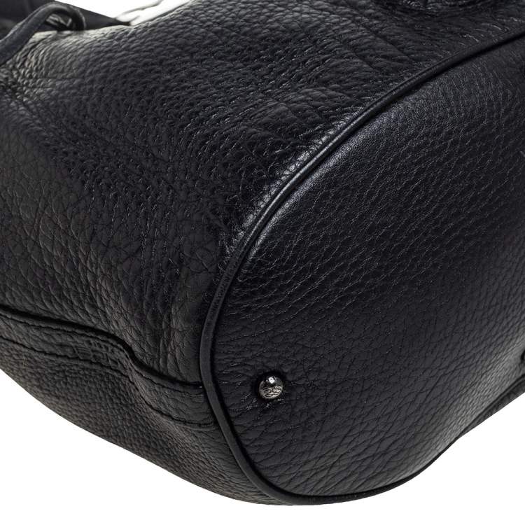 Pre Owned Lancel Black Pebbled Leather Premiere Flirt Bucket Bag