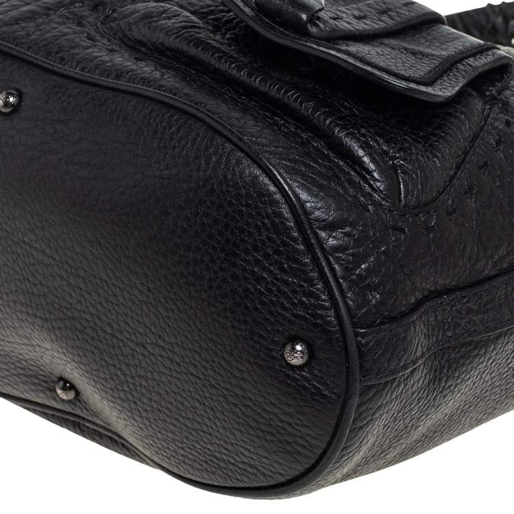 Pre Owned Lancel Black Pebbled Leather Premiere Flirt Bucket Bag