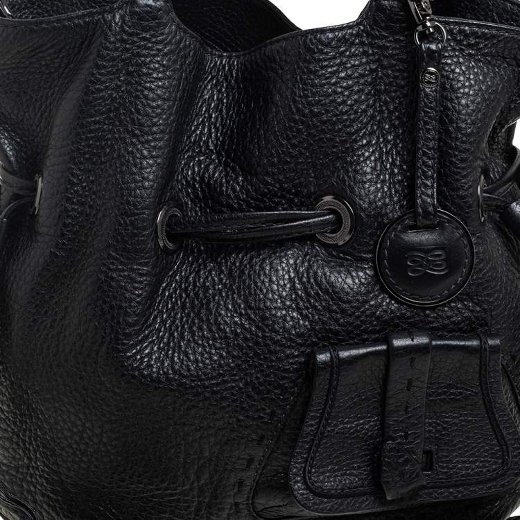 Pre Owned Lancel Black Pebbled Leather Premiere Flirt Bucket Bag