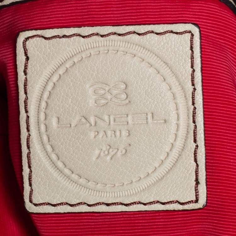 Pre Owned Lancel Cream Pebbled Leather Premiere Flirt Bucket Bag