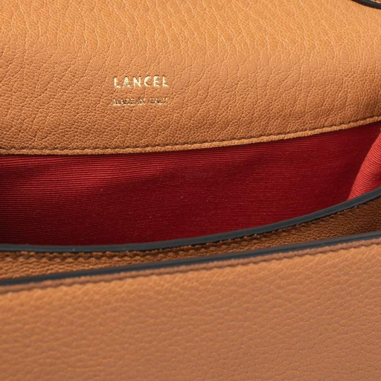 Pre Owned Lancel Tan Python and Leather Flap Top Handle Bag