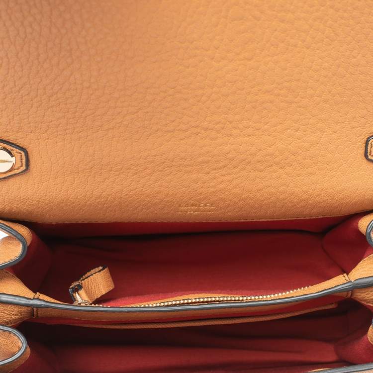 Pre Owned Lancel Tan Python and Leather Flap Top Handle Bag