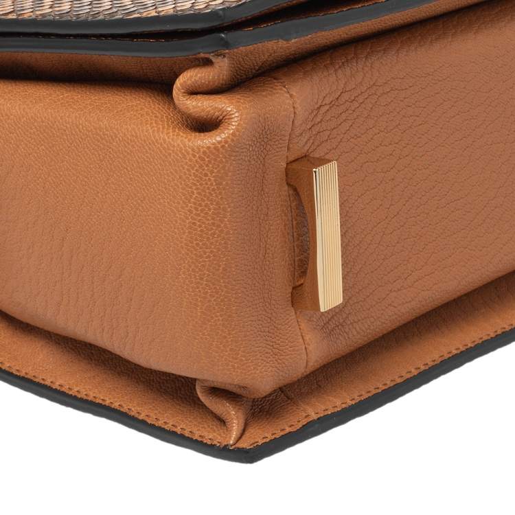 Pre Owned Lancel Tan Python and Leather Flap Top Handle Bag