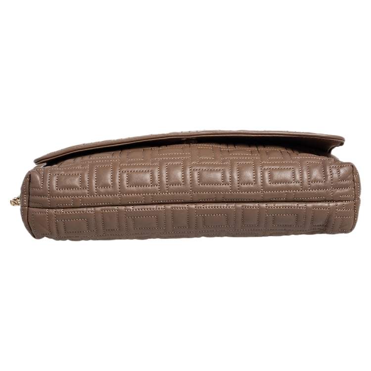 Pre Owned Lancel Brown Quilted Leather Flap Chain Shoulder Bag