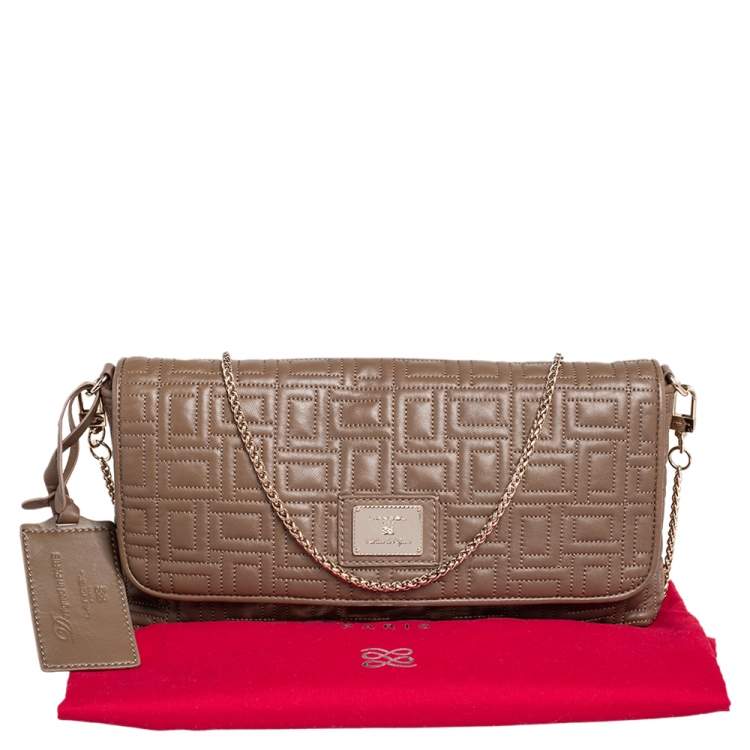 Pre Owned Lancel Brown Quilted Leather Flap Chain Shoulder Bag