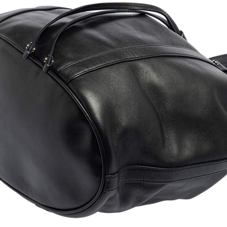 Pre Owned Lancel Black Leather Bucket Hobo