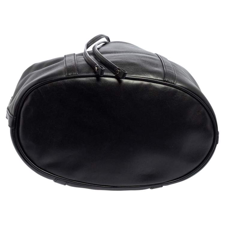 Pre Owned Lancel Black Leather Bucket Hobo