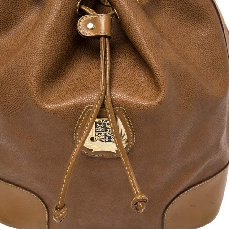 Pre Owned Lancel Brown Leather Drawstring Bucket Bag