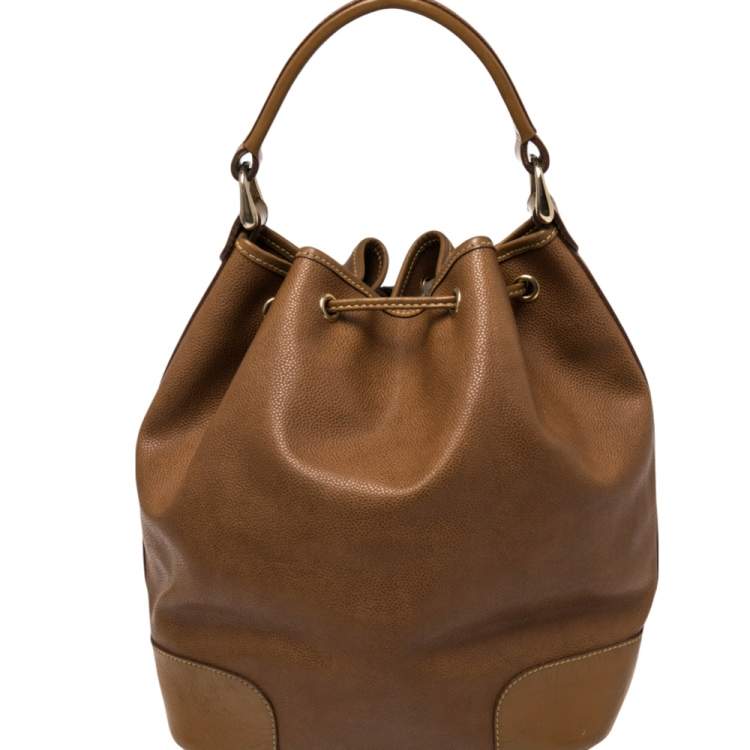 Pre Owned Lancel Brown Leather Drawstring Bucket Bag