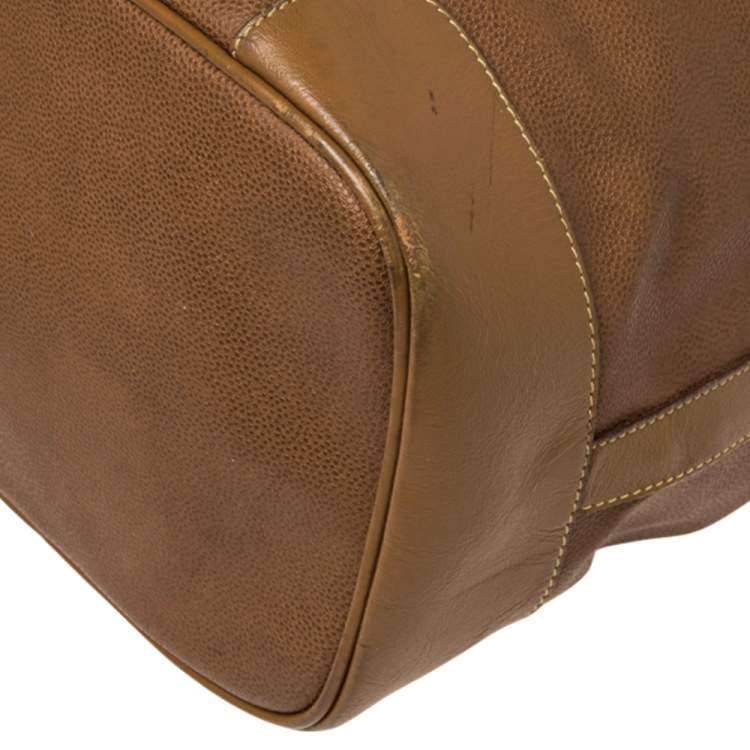 Pre Owned Lancel Brown Leather Drawstring Bucket Bag