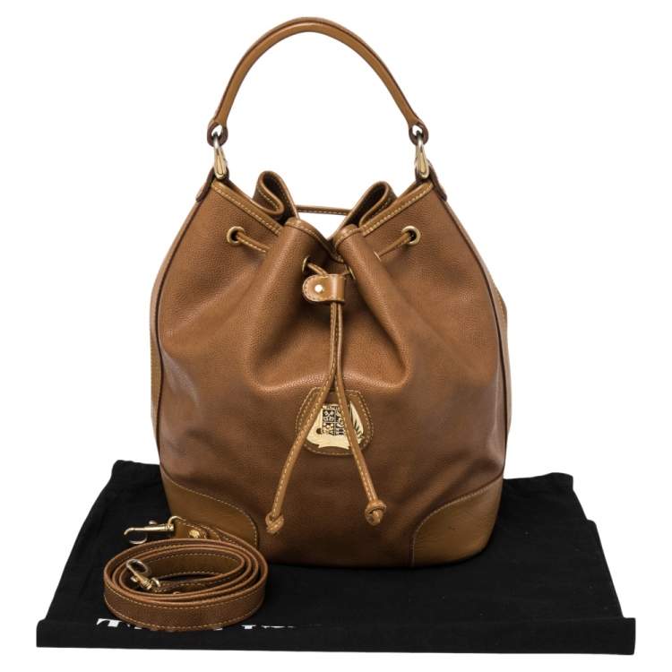 Pre Owned Lancel Brown Leather Drawstring Bucket Bag