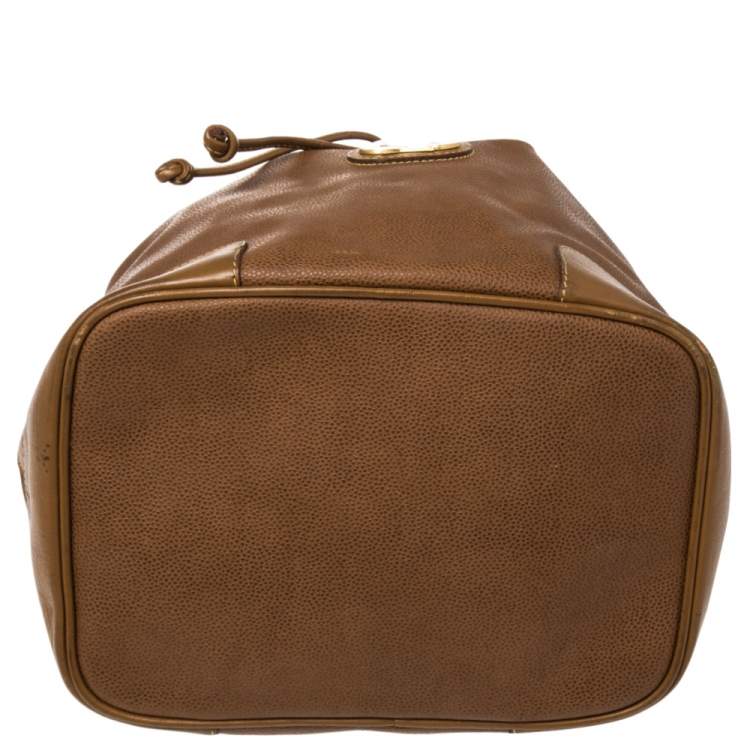 Pre Owned Lancel Brown Leather Drawstring Bucket Bag