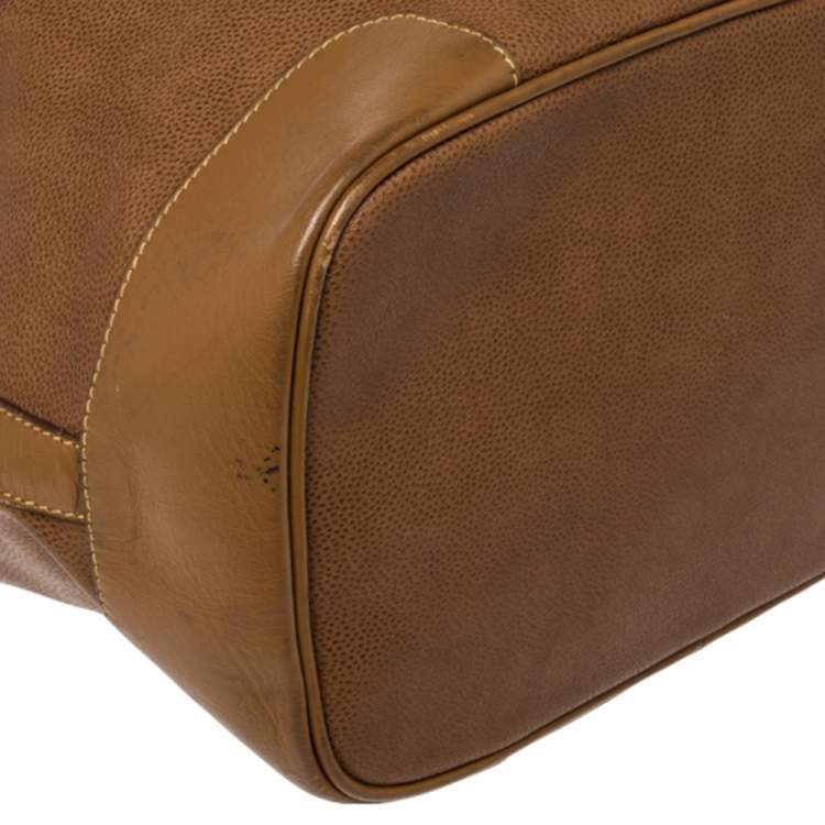 Pre Owned Lancel Brown Leather Drawstring Bucket Bag