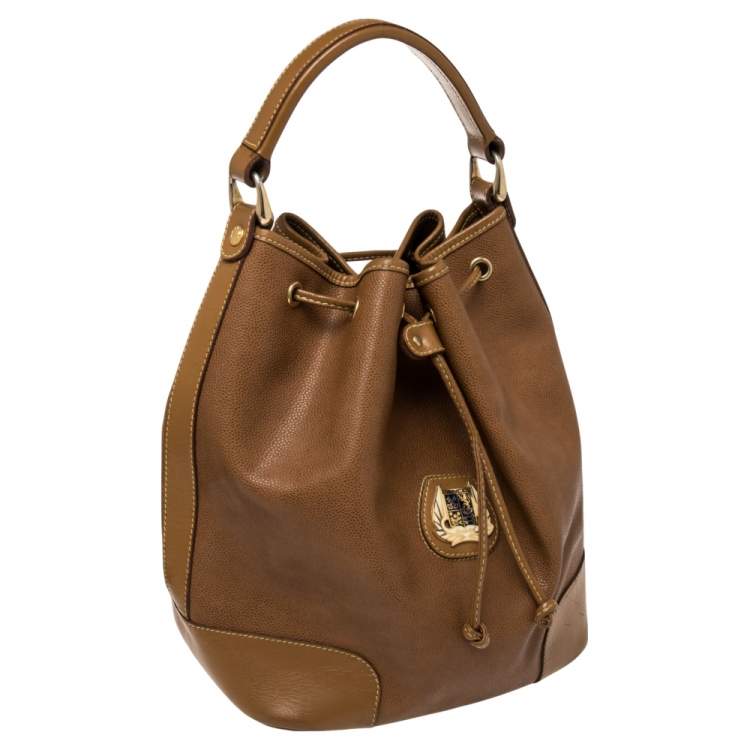 Pre Owned Lancel Brown Leather Drawstring Bucket Bag