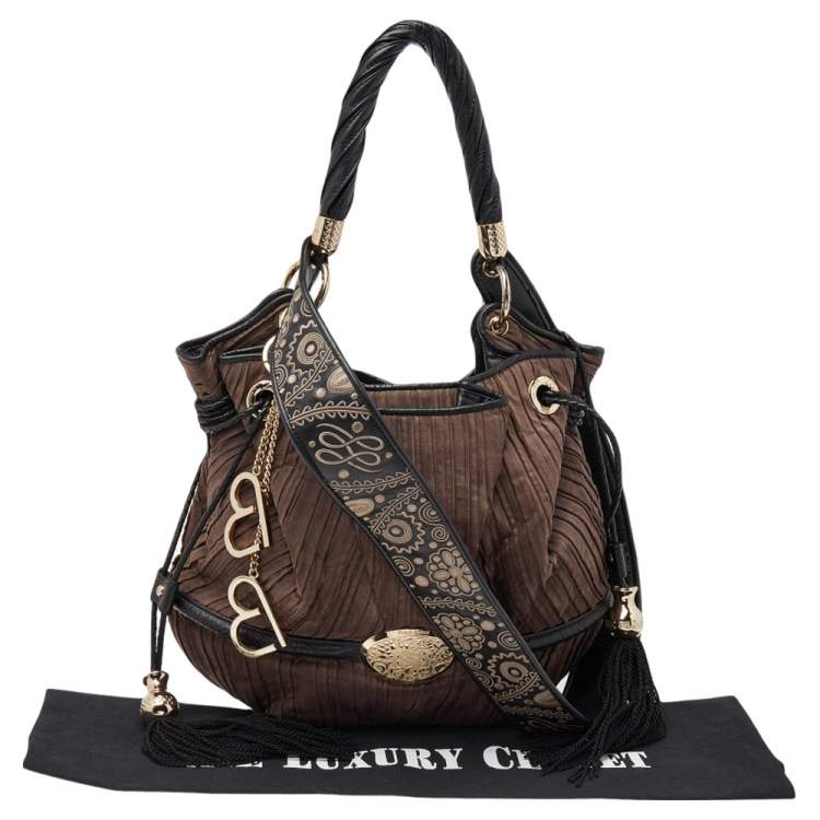 Pre Owned Lancel Brown/Black Suede And Leather Premier Flirt Bucket Shoulder Bag
