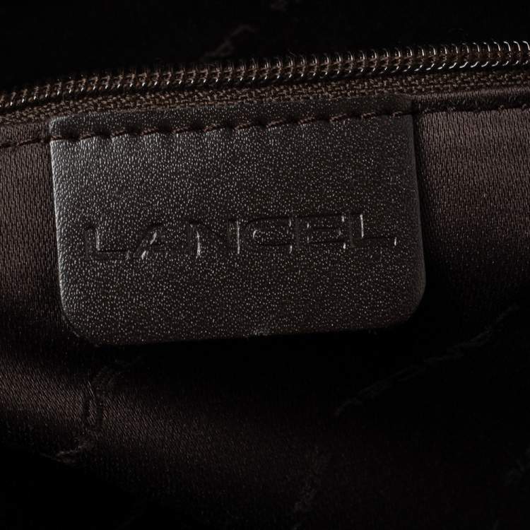 Pre Owned Lancel Blue Lizard Embossed Leather Drawstring Tote