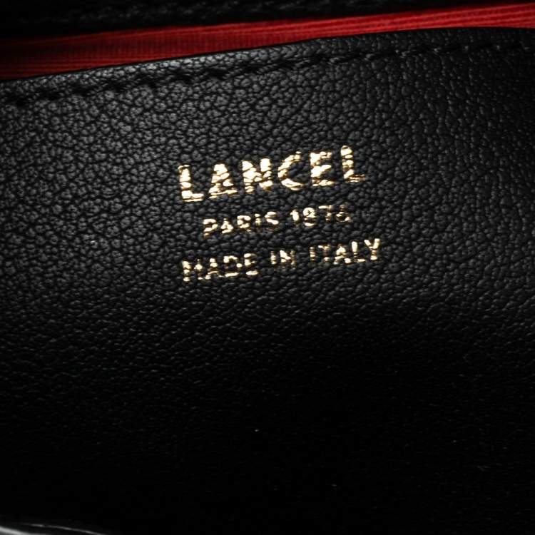Pre Owned Lancel Black Grained Leather Small Charlie De Lancel Top Handle Bag